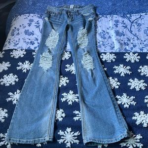 Blue Asphalt Distressed low rise jeans